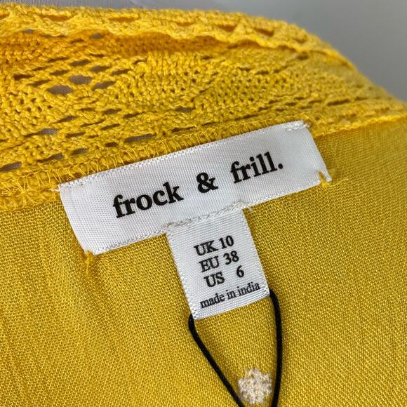 ModCloth Yellow Sunshine of Your Love Floral Embroidered Midi Dress Sz 6 - Picture 11 of 12